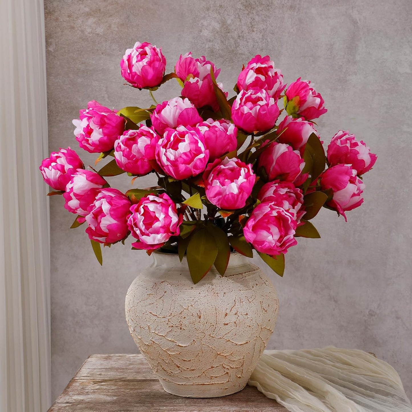6PCS Yellow Peonies Artificial Flowers, Realistic 2 Heads Silk Peonies with Stems & Buds, 17.51" Faux Peony Bouquets for Wedding Centerpieces DIY Home Table Vase Decor