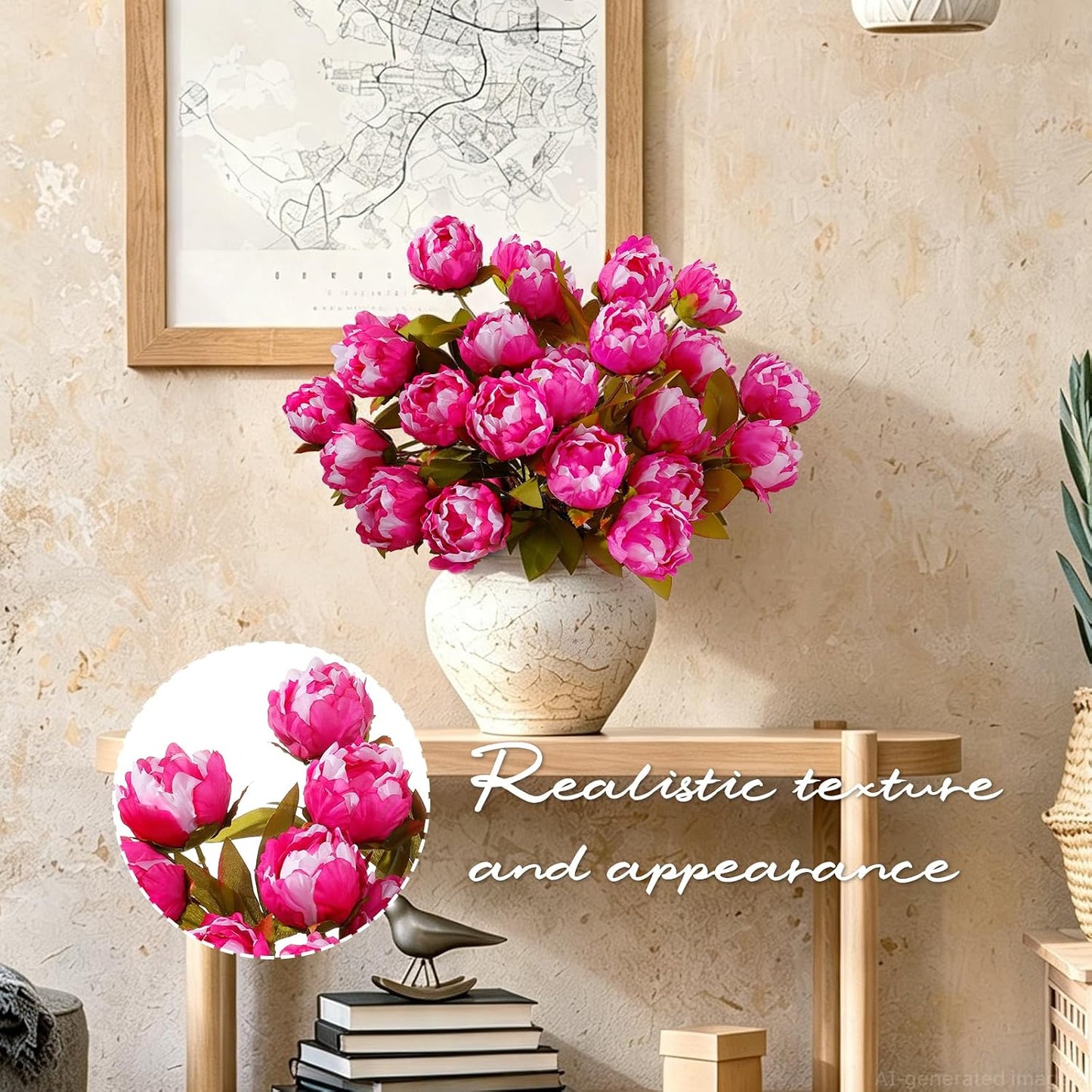 6PCS Yellow Peonies Artificial Flowers, Realistic 2 Heads Silk Peonies with Stems & Buds, 17.51" Faux Peony Bouquets for Wedding Centerpieces DIY Home Table Vase Decor