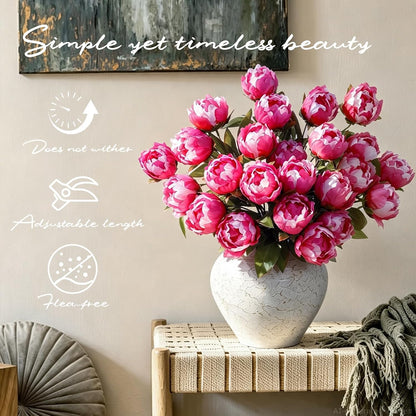 6PCS Yellow Peonies Artificial Flowers, Realistic 2 Heads Silk Peonies with Stems & Buds, 17.51" Faux Peony Bouquets for Wedding Centerpieces DIY Home Table Vase Decor