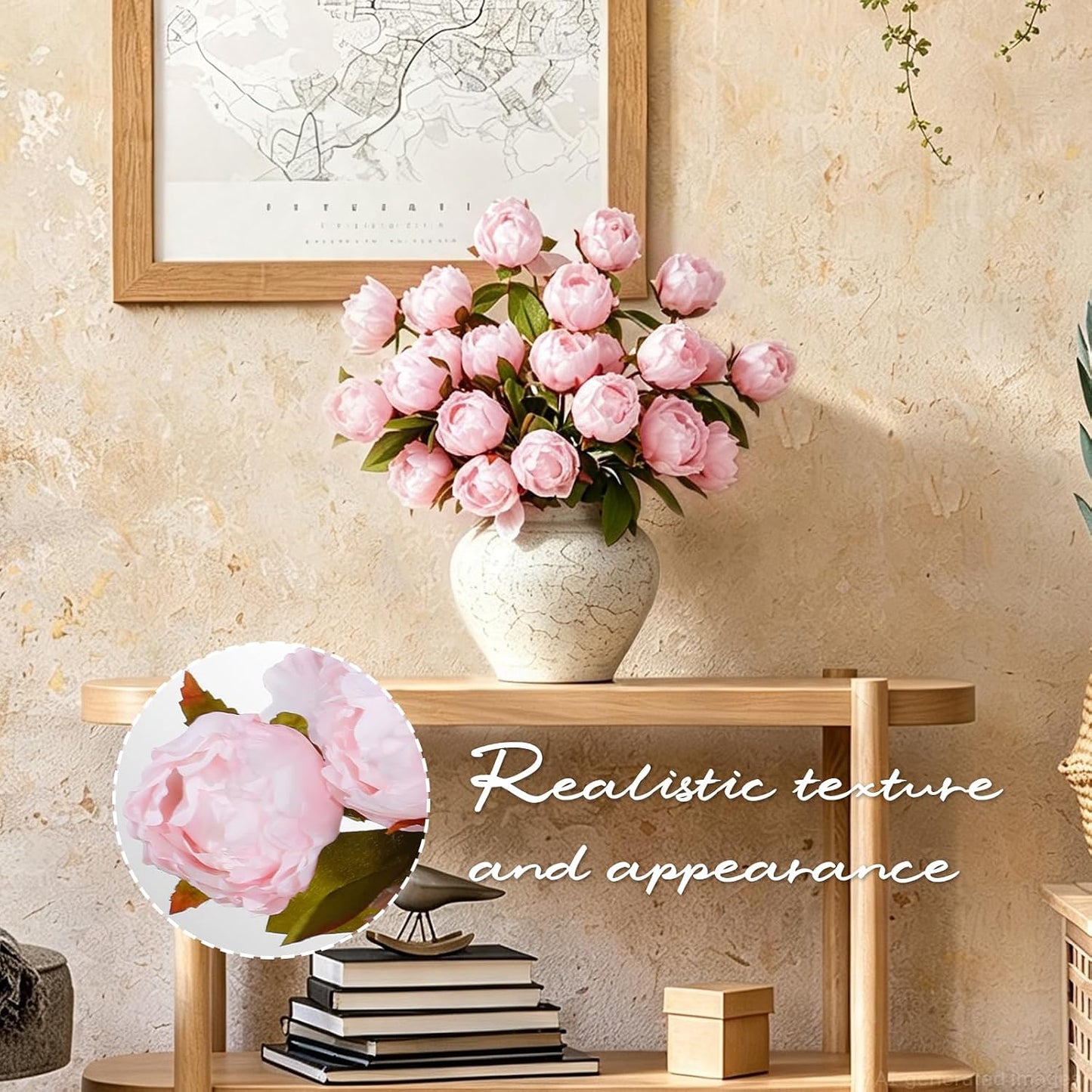 6PCS Yellow Peonies Artificial Flowers, Realistic 2 Heads Silk Peonies with Stems & Buds, 17.51" Faux Peony Bouquets for Wedding Centerpieces DIY Home Table Vase Decor