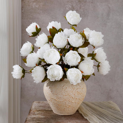 6PCS Yellow Peonies Artificial Flowers, Realistic 2 Heads Silk Peonies with Stems & Buds, 17.51" Faux Peony Bouquets for Wedding Centerpieces DIY Home Table Vase Decor