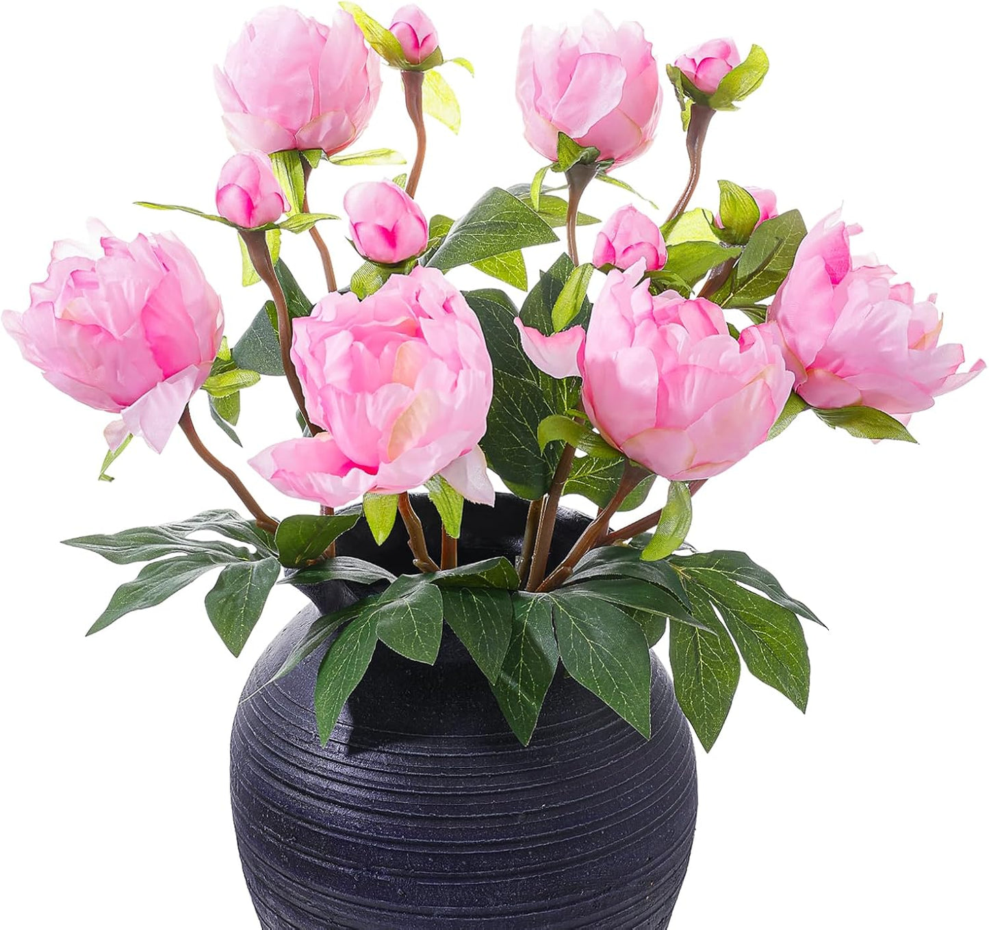 6PCS Yellow Peonies Artificial Flowers, Realistic 2 Heads Silk Peonies with Stems & Buds, 17.51" Faux Peony Bouquets for Wedding Centerpieces DIY Home Table Vase Decor