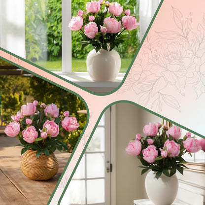 6PCS Yellow Peonies Artificial Flowers, Realistic 2 Heads Silk Peonies with Stems & Buds, 17.51" Faux Peony Bouquets for Wedding Centerpieces DIY Home Table Vase Decor