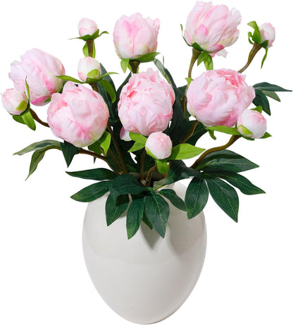 6PCS Yellow Peonies Artificial Flowers, Realistic 2 Heads Silk Peonies with Stems & Buds, 17.51" Faux Peony Bouquets for Wedding Centerpieces DIY Home Table Vase Decor