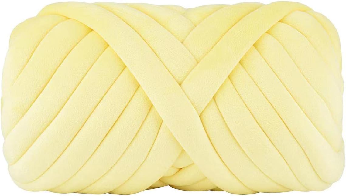 Chunky Cotton Yarn for Arm Knitting Crochet Super Saver Jumbo Giant Bulky Premier Yarn for Making Pets House Blanket (Yellow)