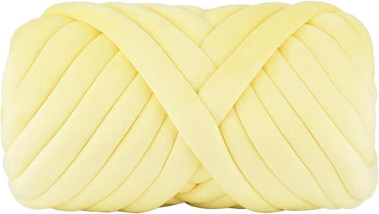 Chunky Cotton Yarn for Arm Knitting Crochet Super Saver Jumbo Giant Bulky Premier Yarn for Making Pets House Blanket (Yellow)