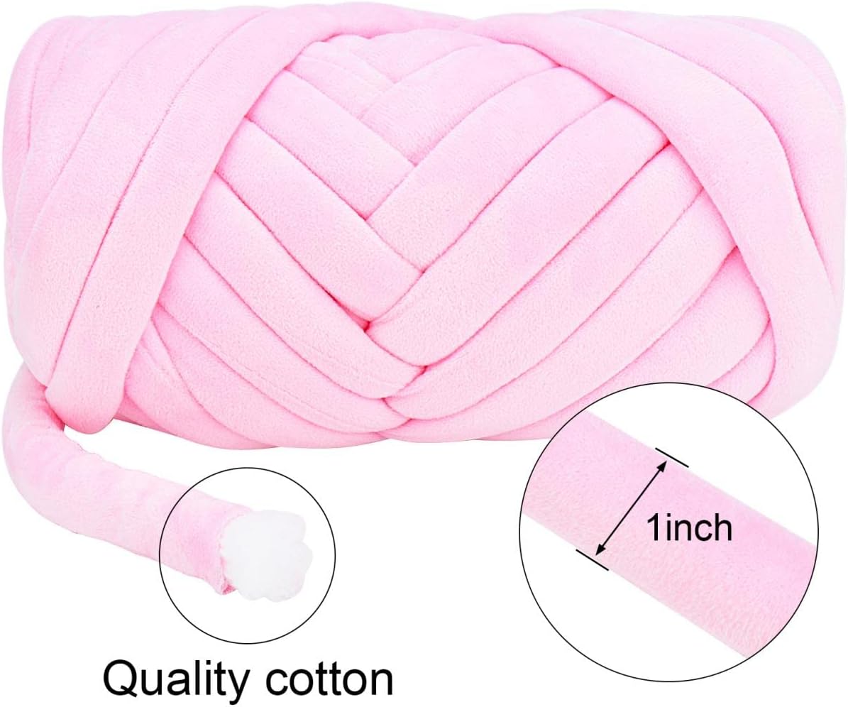 Chunky Cotton Yarn for Arm Knitting Crochet Super Saver Jumbo Giant Bulky Premier Yarn for Making Pets House Blanket (Yellow)