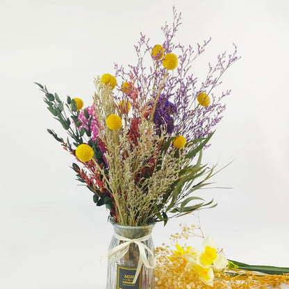 Natural Craspedia Dried Flowers Yellow Billy Buttons Balls Bouquet Bundles, Real Freshly Harvested Dry Plant Bunch Arrangements Decorate for Home Crafts, Party, Wedding, Store