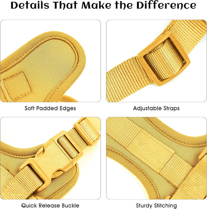 Wisedog No Pull Dog Harness, Butter Yellow, Large | Lightweight, Adjustable Breathable Pet Vest, Soft & Comfortable Cushion, Small Medium Large Dogs