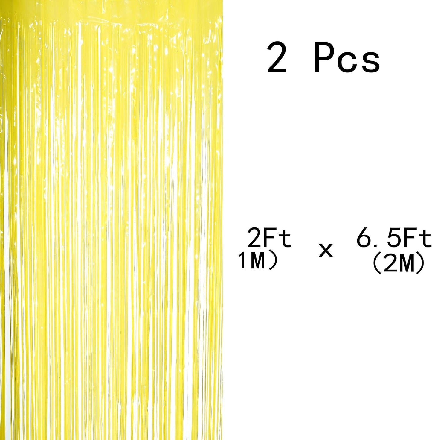 Yellow Tinsel Foil Fringe Curtains Decorations - You Are My Sunshine Baby Shower Birthday Party Photo Backdrops Props Decorations, 2pc
