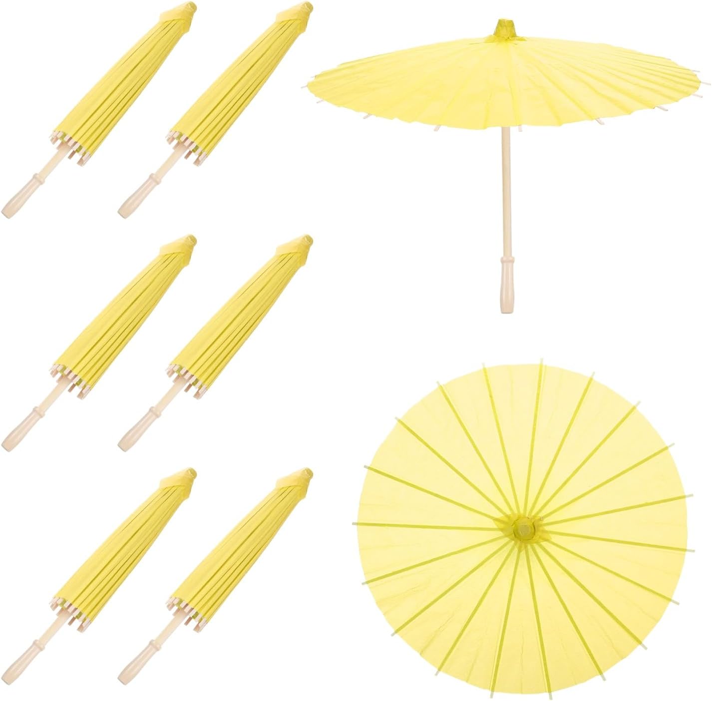 6 Pcs Paper Umbrellas,23.6" Paper Parasol DIY Oiled Painting Umbrellas for Photography Props Craft Party Wedding Decoration,Yellow