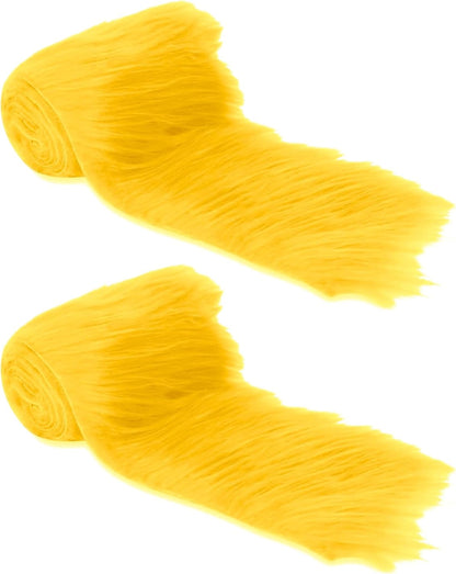 Golden Yellow Shaggy Plush Faux Fur Strips - Craft Fur for Gnomes, Cosplay, and DIY Projects | 2" X 60" (Pack of 2)