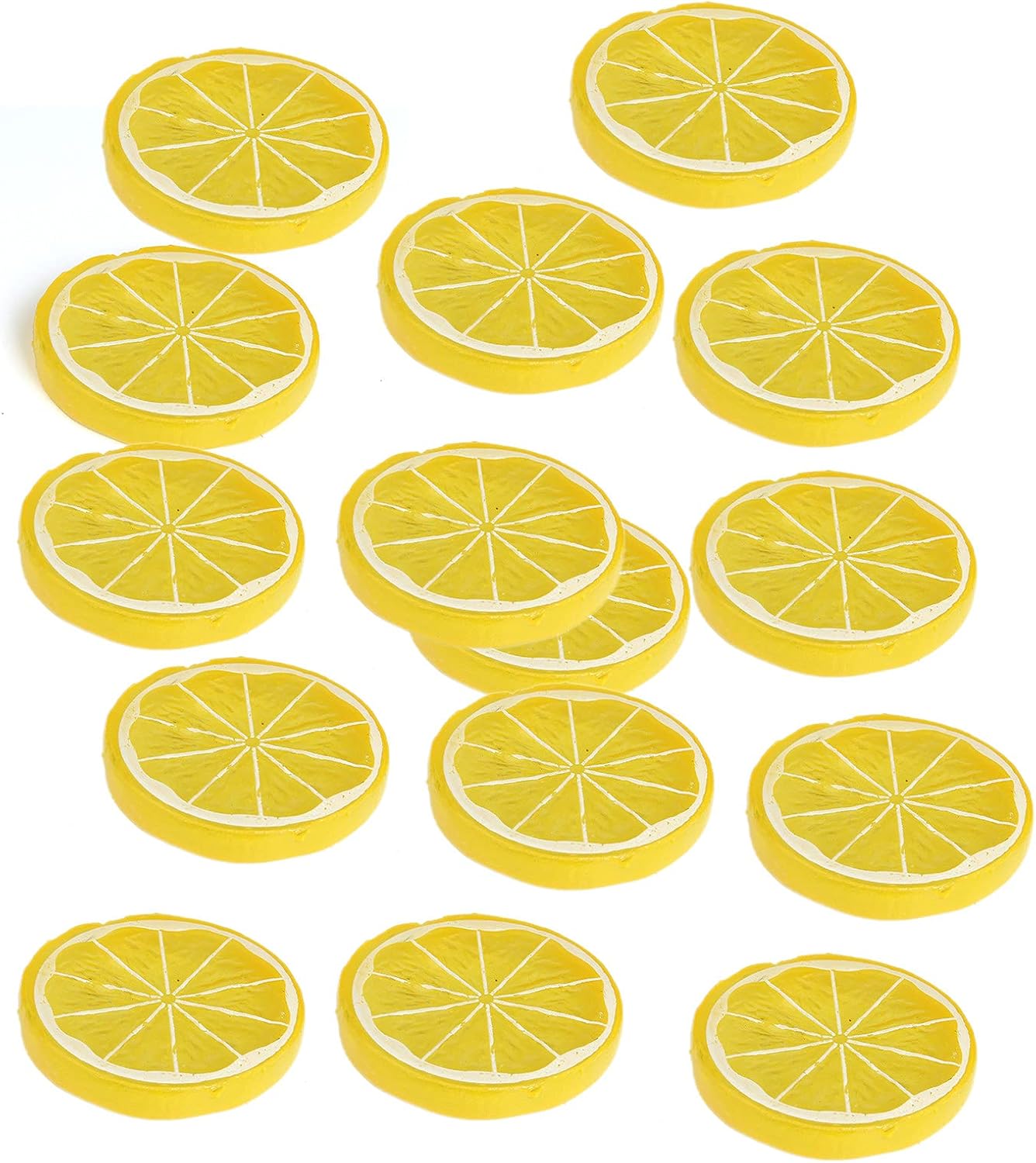 15 Pcs 2 Inch Yellow Artificial Lifelike Lemon Peels for Home and Party Decoration (Yellow Lemon Block, 15)