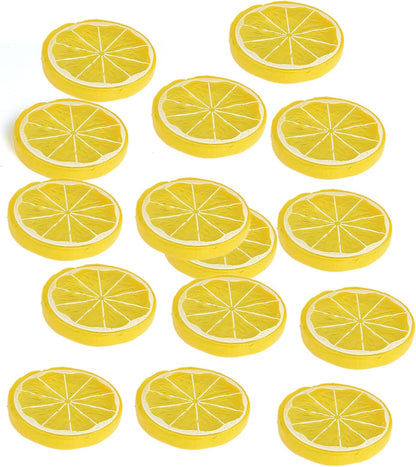 15 Pcs 2 Inch Yellow Artificial Lifelike Lemon Peels for Home and Party Decoration (Yellow Lemon Block, 15)