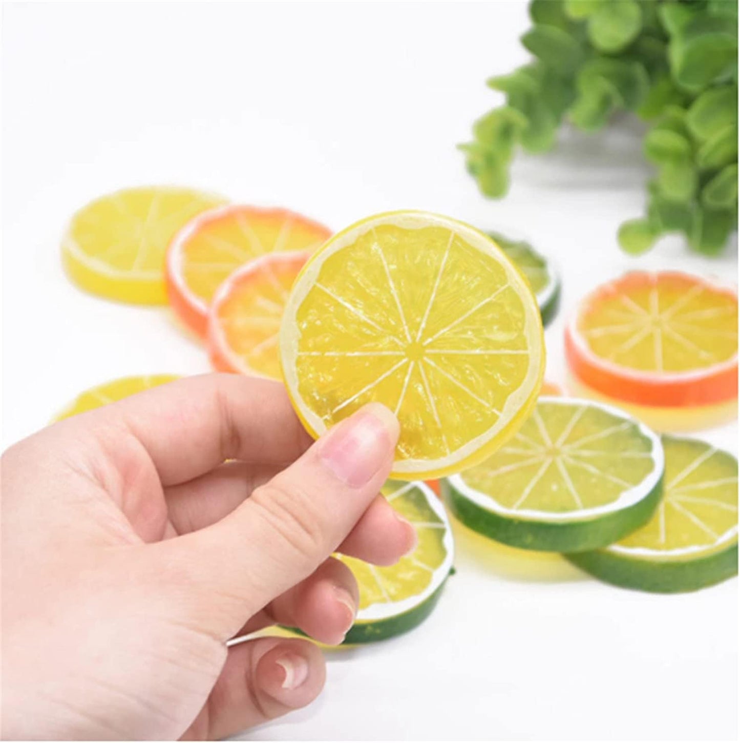 15 Pcs 2 Inch Yellow Artificial Lifelike Lemon Peels for Home and Party Decoration (Yellow Lemon Block, 15)