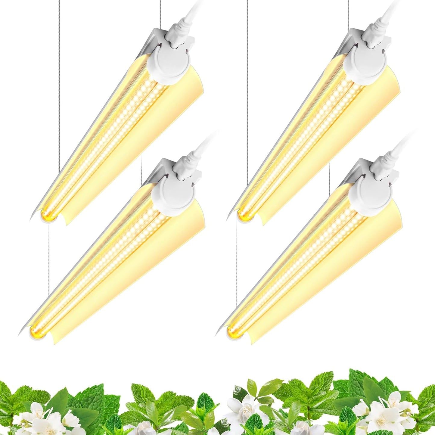 Grow Light Bulb, 96W(4 x 24W), Full Spectrum 2FT LED Grow Light, V-Shape T8 LED Grow Light Strips, Plant Lights for Indoor Plants, 4-Pack
