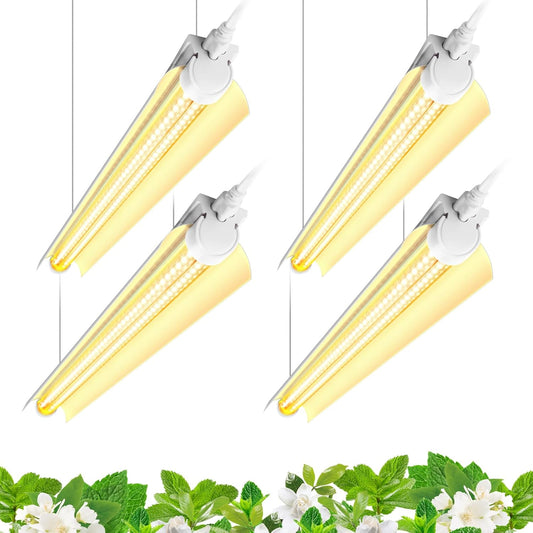Grow Light Bulb, 96W(4 x 24W), Full Spectrum 2FT LED Grow Light, V-Shape T8 LED Grow Light Strips, Plant Lights for Indoor Plants, 4-Pack