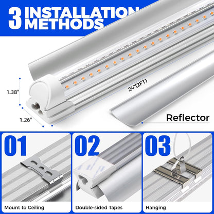 Grow Light Bulb, 96W(4 x 24W), Full Spectrum 2FT LED Grow Light, V-Shape T8 LED Grow Light Strips, Plant Lights for Indoor Plants, 4-Pack