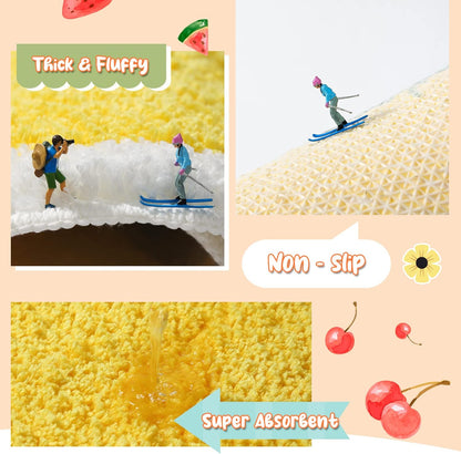 Fruit Lemon Bathroom Rugs Absorbent Non Slip Bath Mats for Bathroom, Cute Yellow Fun Bath Mat Shower Rug Washable Shaped Bath Kitchen Christmas Rug