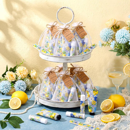 50 Sets Capri Lemon Hand Cream and Lip Balm Nail File Gift Bulk Summer Italian Lemon Party Favors Wedding Favor for Guest Travel Size Hand Lotion Lip Balm Gifts Set Bridal Baby Shower