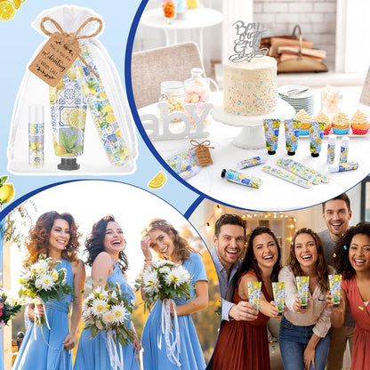 50 Sets Capri Lemon Hand Cream and Lip Balm Nail File Gift Bulk Summer Italian Lemon Party Favors Wedding Favor for Guest Travel Size Hand Lotion Lip Balm Gifts Set Bridal Baby Shower