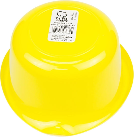 Chef Craft Select Plastic Mixing Bowl, 2.5 quart, Yellow