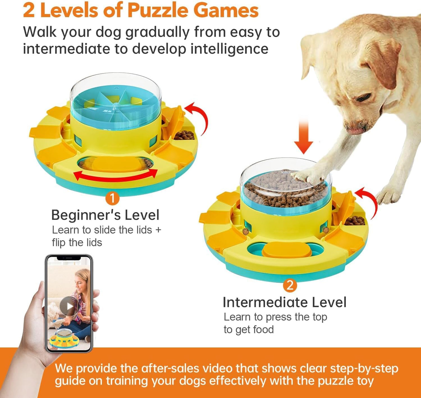 Dog Puzzle Toy 2 Levels, Slow Feeder, Pup Food Treat Feeding Dispenser for IQ Training and Entertainment for All Breeds 4.2 Inch Height | Pup IQ Training and Entertainment for All Breeds 4.2 Inch Height