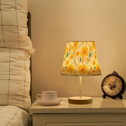 Daisies Marigolds Table Lamp Yellow Bedside Lamps LED Night Light with USB Charging Port Dimmable for Bedrooms, Living Rooms,Kids Room, Study Rooms, Offices, Dorm