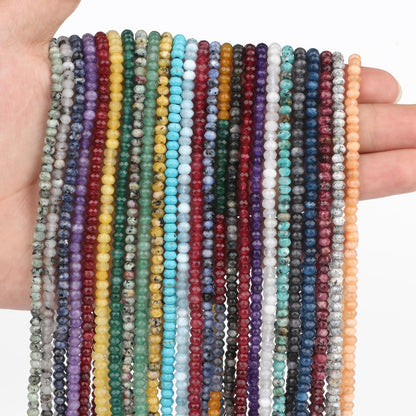 2 String 220PCS 3x5mm Natural Yellow Chalcedony Stone Beads for Jewelry Making, Facted Loose Gemstone Beads for DIY Bracelet Necklace Making Supplies with Energy Healing Chakra Power