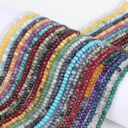 2 String 220PCS 3x5mm Natural Yellow Chalcedony Stone Beads for Jewelry Making, Facted Loose Gemstone Beads for DIY Bracelet Necklace Making Supplies with Energy Healing Chakra Power