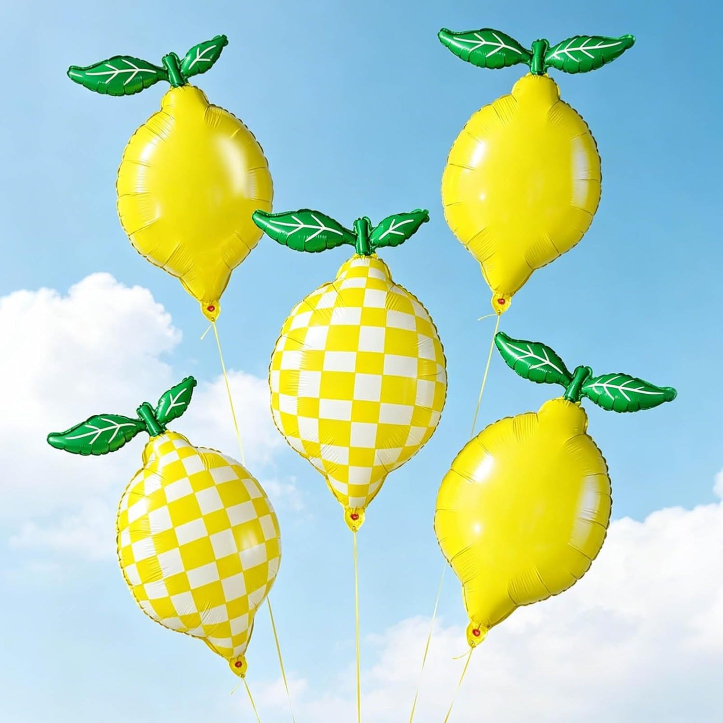 5pcs Lemon Foil Balloons Lemon Shaped Mylar Balloons with Leaves,She Found Her Main Squeeze Bridal Shower Decorations, Amalfi Coast Wedding, Freshly Graduated Fruit Theme Birthday Party Supplies