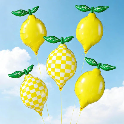 5pcs Lemon Foil Balloons Lemon Shaped Mylar Balloons with Leaves,She Found Her Main Squeeze Bridal Shower Decorations, Amalfi Coast Wedding, Freshly Graduated Fruit Theme Birthday Party Supplies