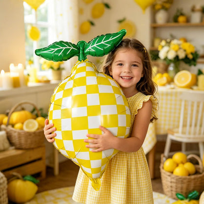 5pcs Lemon Foil Balloons Lemon Shaped Mylar Balloons with Leaves,She Found Her Main Squeeze Bridal Shower Decorations, Amalfi Coast Wedding, Freshly Graduated Fruit Theme Birthday Party Supplies