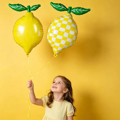 5pcs Lemon Foil Balloons Lemon Shaped Mylar Balloons with Leaves,She Found Her Main Squeeze Bridal Shower Decorations, Amalfi Coast Wedding, Freshly Graduated Fruit Theme Birthday Party Supplies