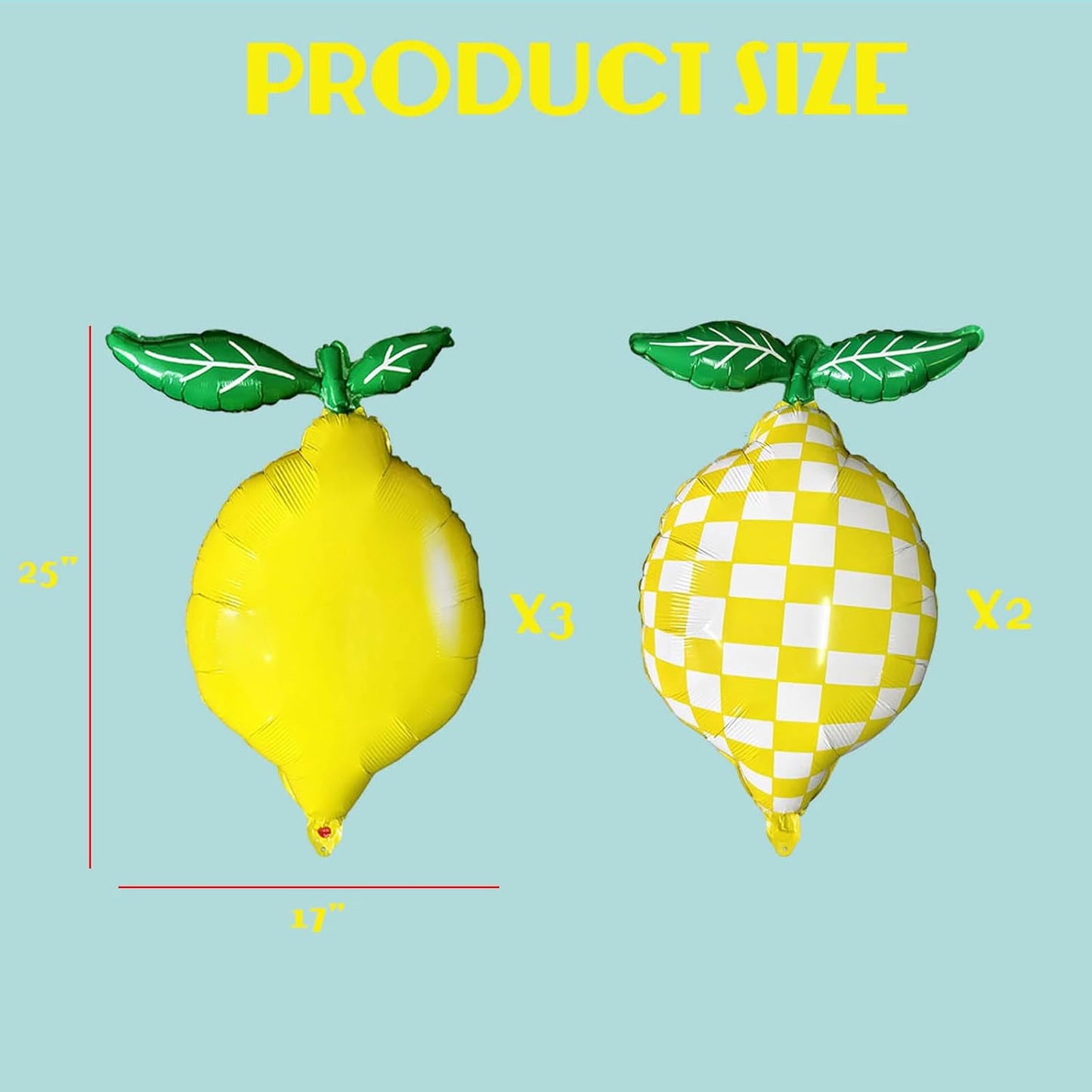 5pcs Lemon Foil Balloons Lemon Shaped Mylar Balloons with Leaves,She Found Her Main Squeeze Bridal Shower Decorations, Amalfi Coast Wedding, Freshly Graduated Fruit Theme Birthday Party Supplies