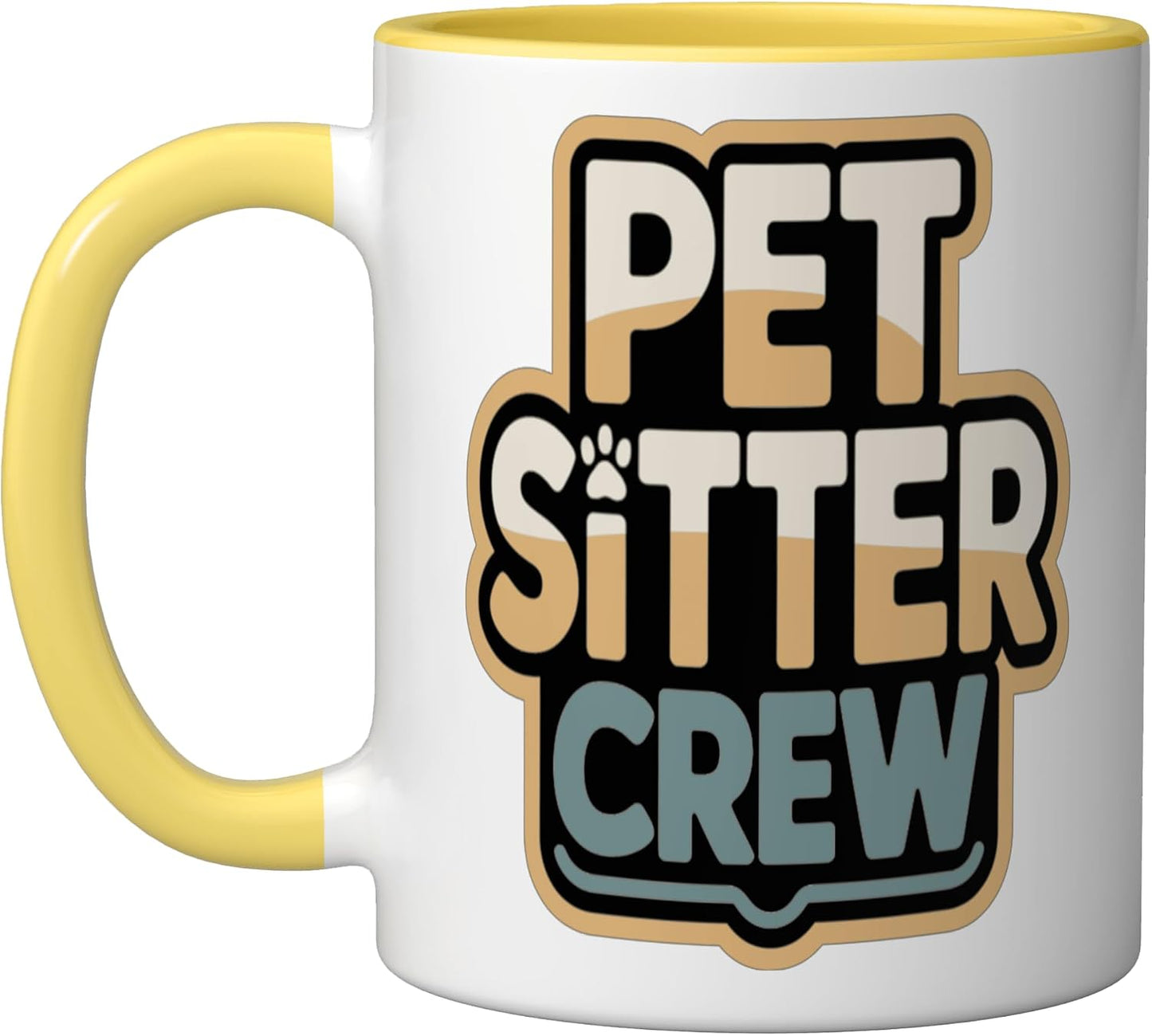 Pet Sitter Crew Pet Care Squad Ceramic Mug, Yellow/White
