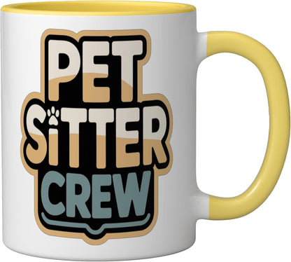Pet Sitter Crew Pet Care Squad Ceramic Mug, Yellow/White