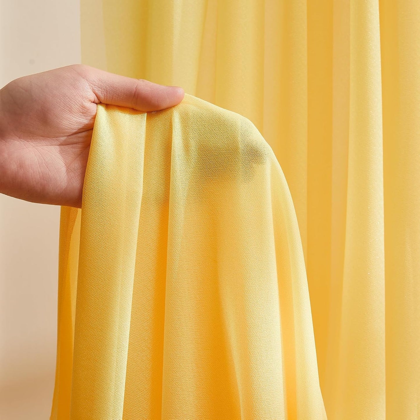 Wedding Arch Draping Fabric, 1 Panel 30" x 20Ft Yellow Sheer Curtain Drapes Extra Wide & Long Backdrop Curtains for Bridal Shower Backdrop Outdoor Party Arches Church Ceremony Decoration