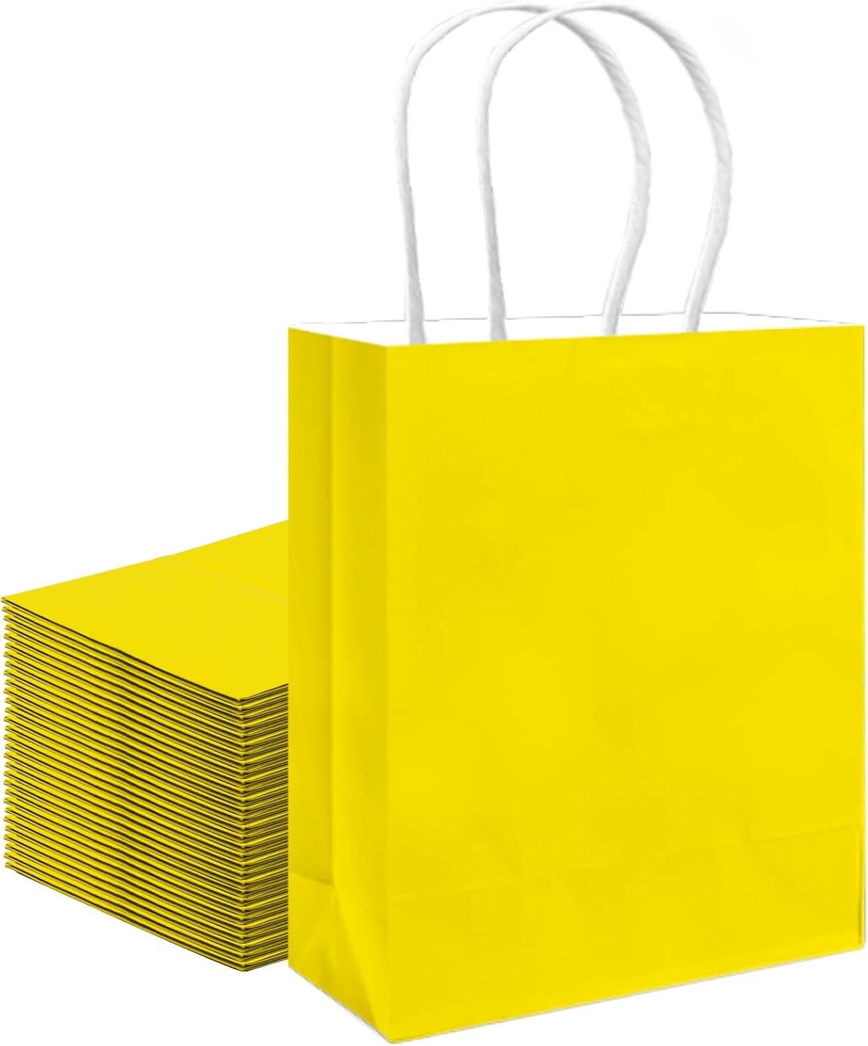 30PCS Medium Gift Bag with Handles Bulk 11"x5"x8" Gift Bags Bright Yellow Bags Multiple Uses (Medium Size)
