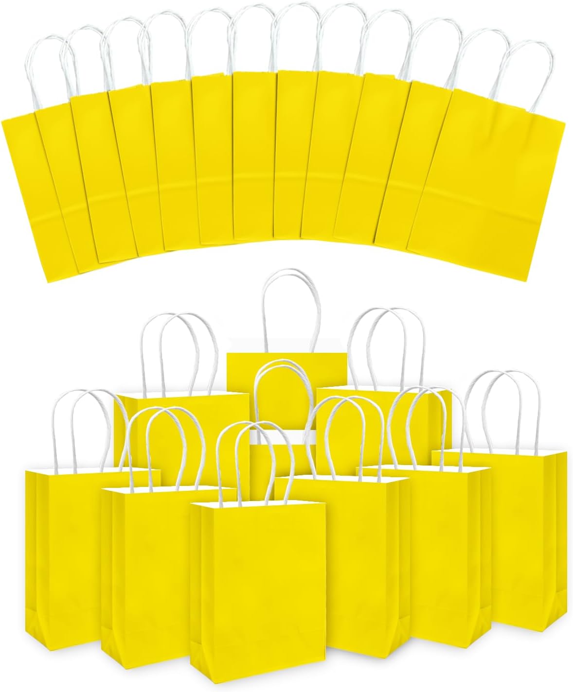 30PCS Medium Gift Bag with Handles Bulk 11"x5"x8" Gift Bags Bright Yellow Bags Multiple Uses (Medium Size)