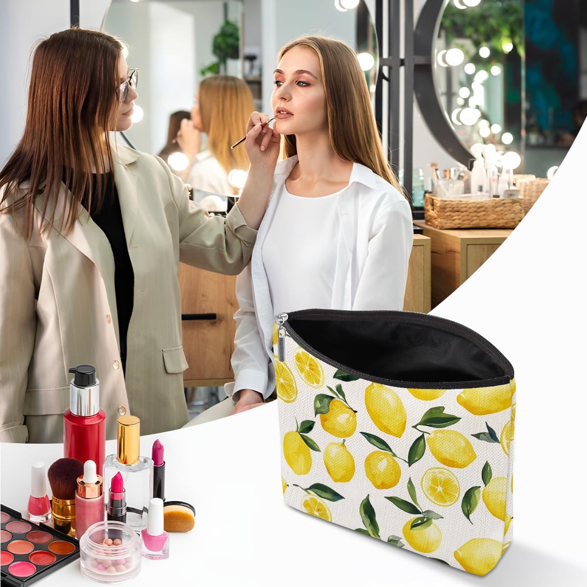 Lemon Gifts, Lemons Makeup Bag, Lemon Stuff Cosmetic Bag Fruit Travel Pouch | Lemons Lovers Gift for Women Girls Daughter Sisters Coworker Best Friend Friendship Graduation Birthday Gifts