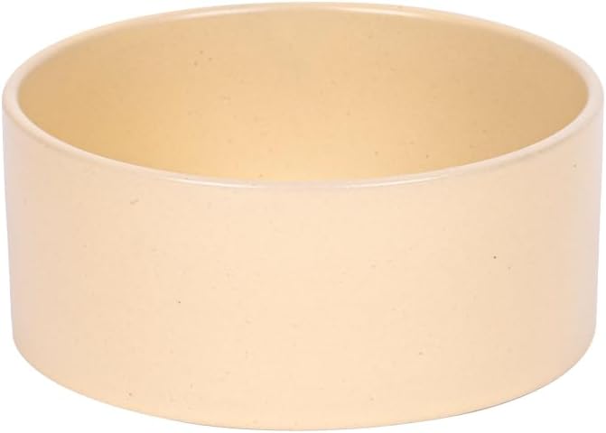 Ceramic Dog Bowl - Made in Korea, Pet Food Bowl for Dogs & Cats, Microwave Safe, Dishwasher Safe. (Yellow)