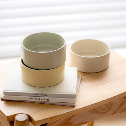 Ceramic Dog Bowl - Made in Korea, Pet Food Bowl for Dogs & Cats, Microwave Safe, Dishwasher Safe. (Yellow)