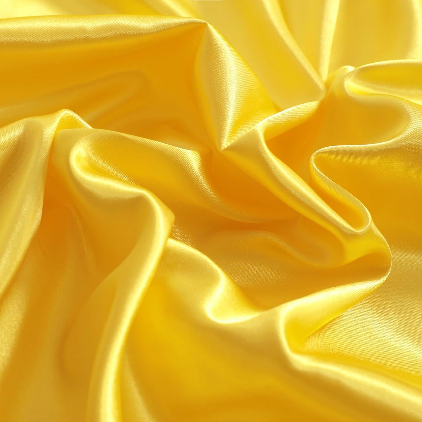 Queen Satin Bed Sheet Set, 4 Pieces Bed Sheet Set with Silky Solid Color, 1 Deep Pocket Fitted Sheet, 1 Flat Sheet, and 2 Pillowcases, Yellow
