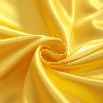 Queen Satin Bed Sheet Set, 4 Pieces Bed Sheet Set with Silky Solid Color, 1 Deep Pocket Fitted Sheet, 1 Flat Sheet, and 2 Pillowcases, Yellow