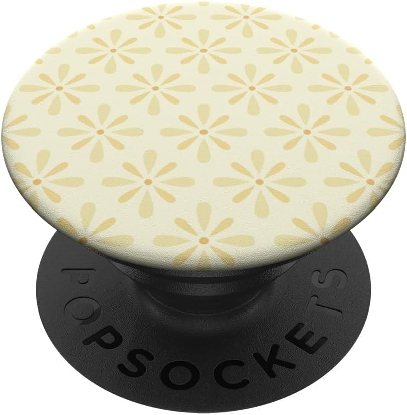 Beige Yellow Daisy Pattern PopSockets Adhesive PopGrip