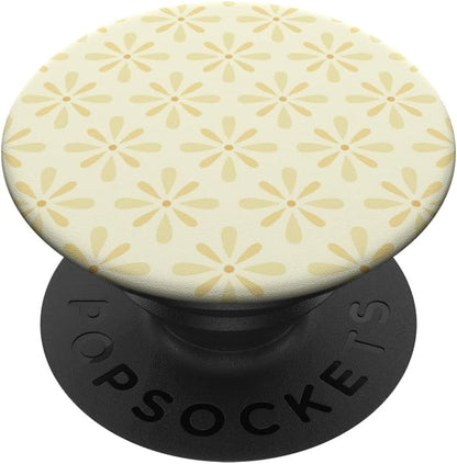 Beige Yellow Daisy Pattern PopSockets Adhesive PopGrip