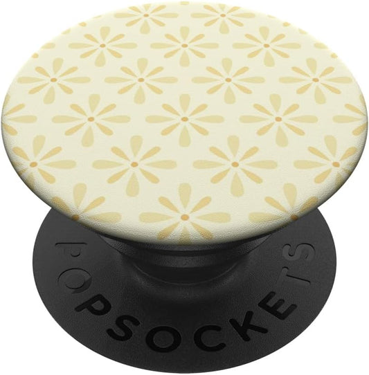 Beige Yellow Daisy Pattern PopSockets Adhesive PopGrip