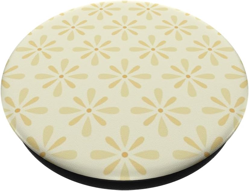 Beige Yellow Daisy Pattern PopSockets Adhesive PopGrip
