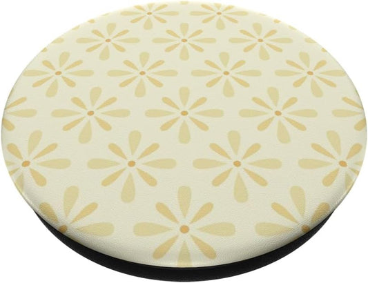 Beige Yellow Daisy Pattern PopSockets Adhesive PopGrip